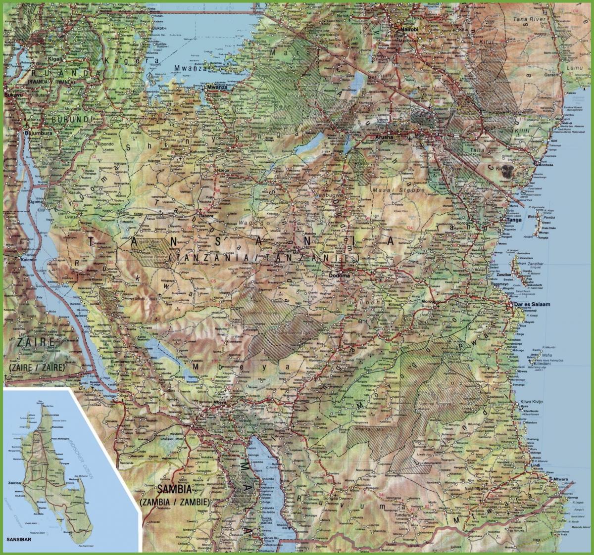Bản đồ, chi tiết tanzania