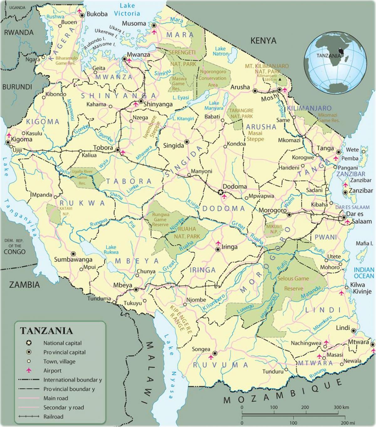 tanzania du lịch bản đồ