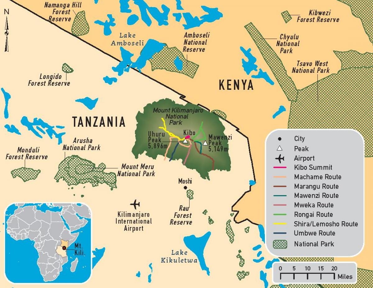 Bản đồ của tanzania kilimanjaro