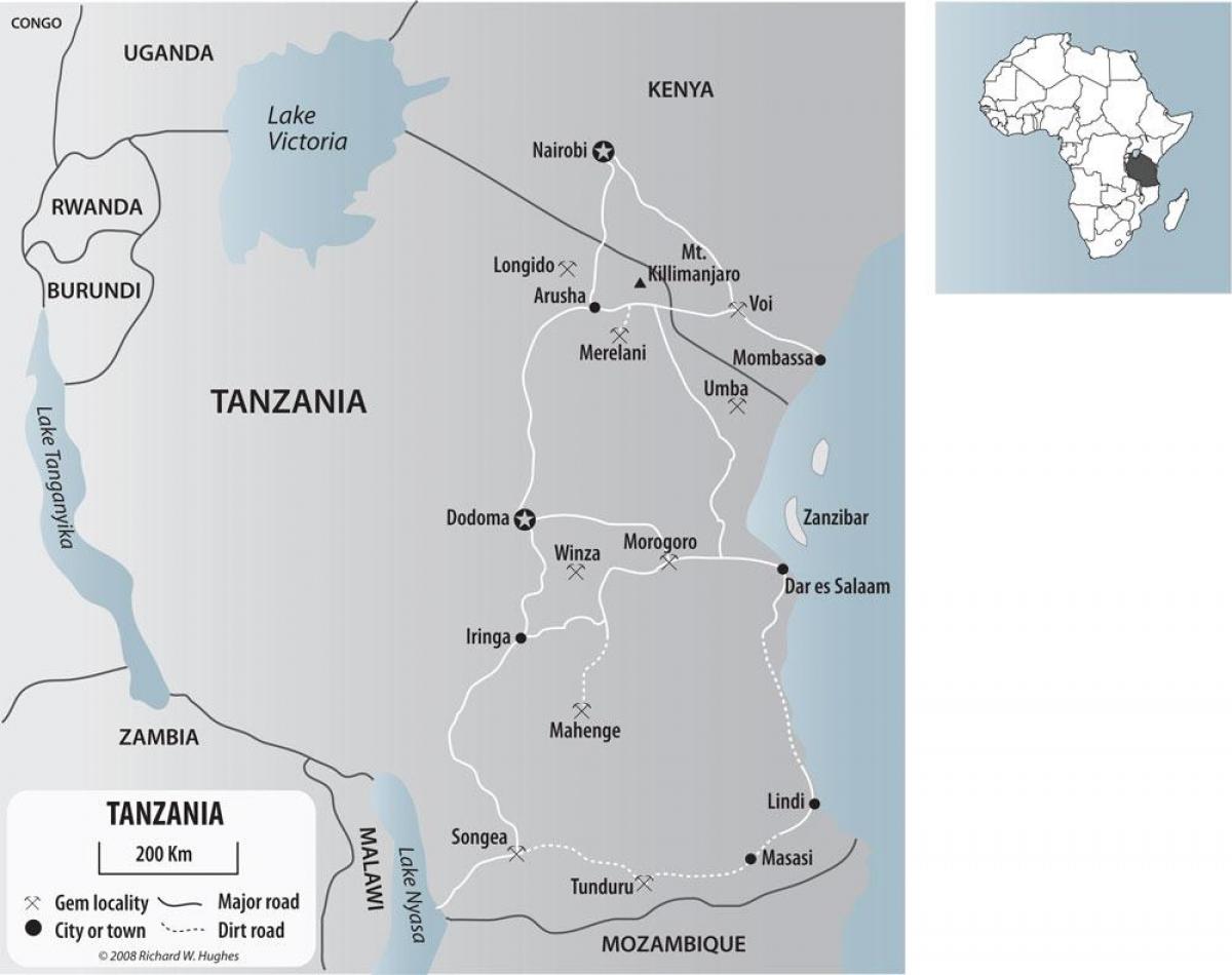 Bản đồ của tanzania mỏ vàng