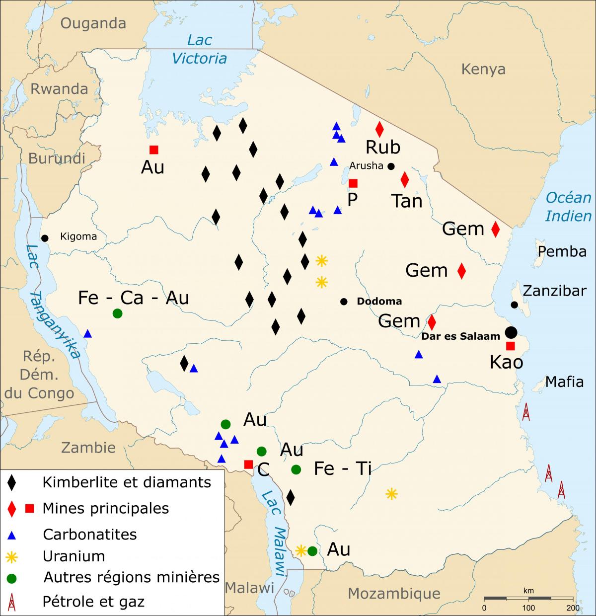 Bản đồ của tanzania tài nguyên thiên nhiên
