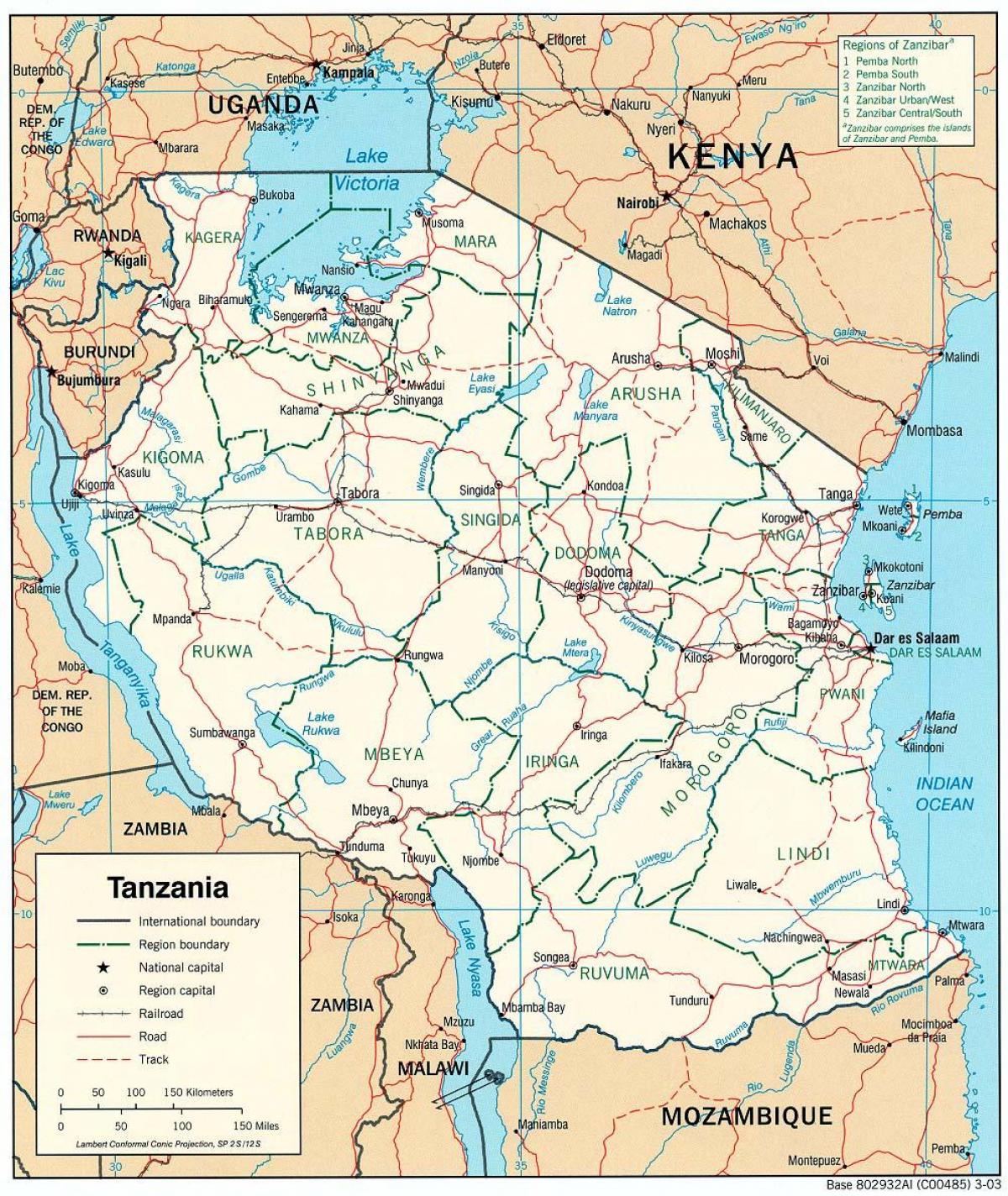 bản đồ của tanzania với thành phố