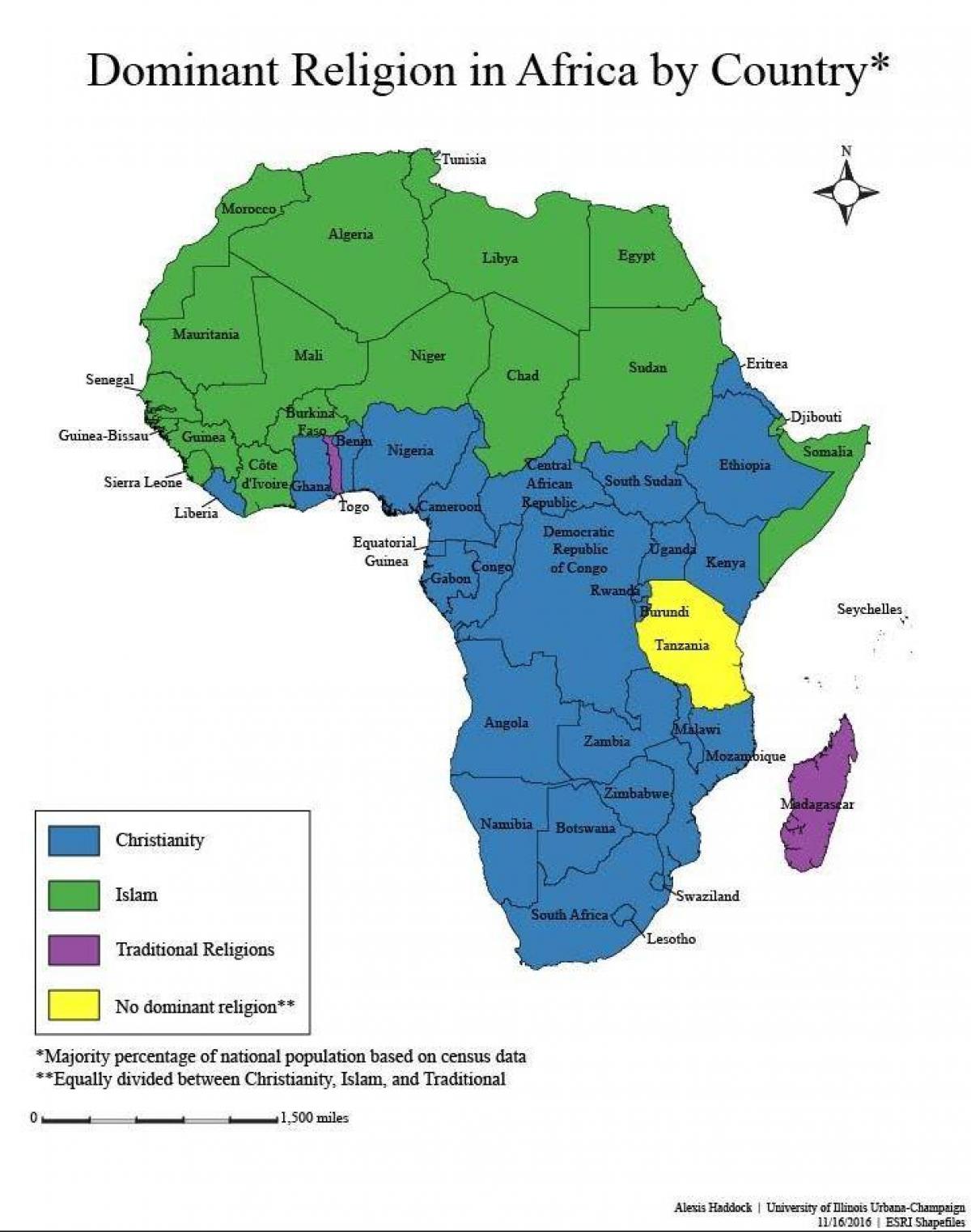 Bản đồ của tanzania tôn giáo
