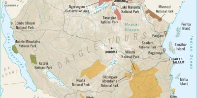 Bản đồ của tanzania safari 