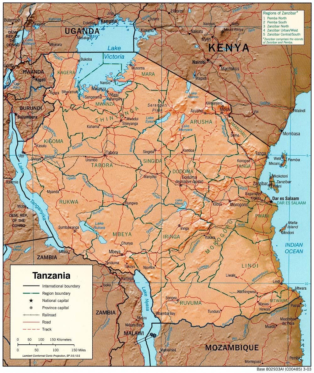 bản đồ của tanzania đang di tích lịch sử