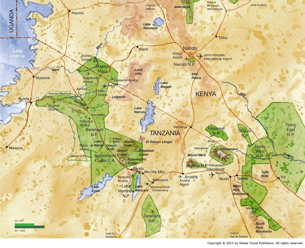 Bản đồ của bắc tanzania