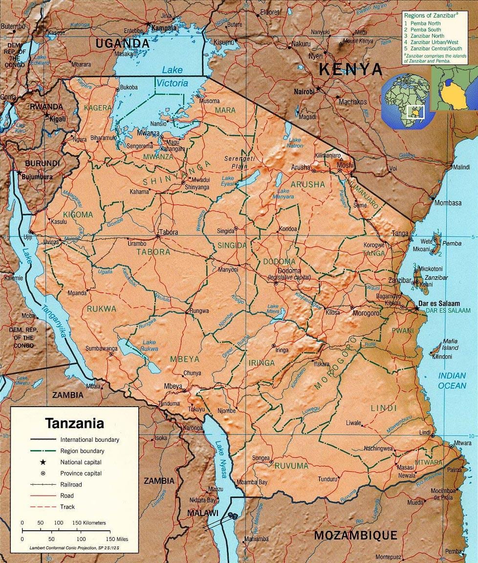tanzania địa lý bản đồ