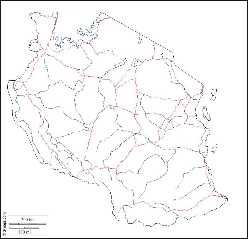bản đồ trắng của tanzania