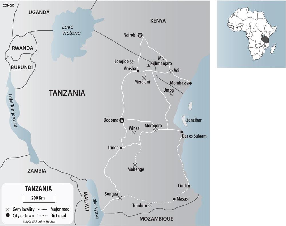 Bản đồ của tanzania mỏ vàng