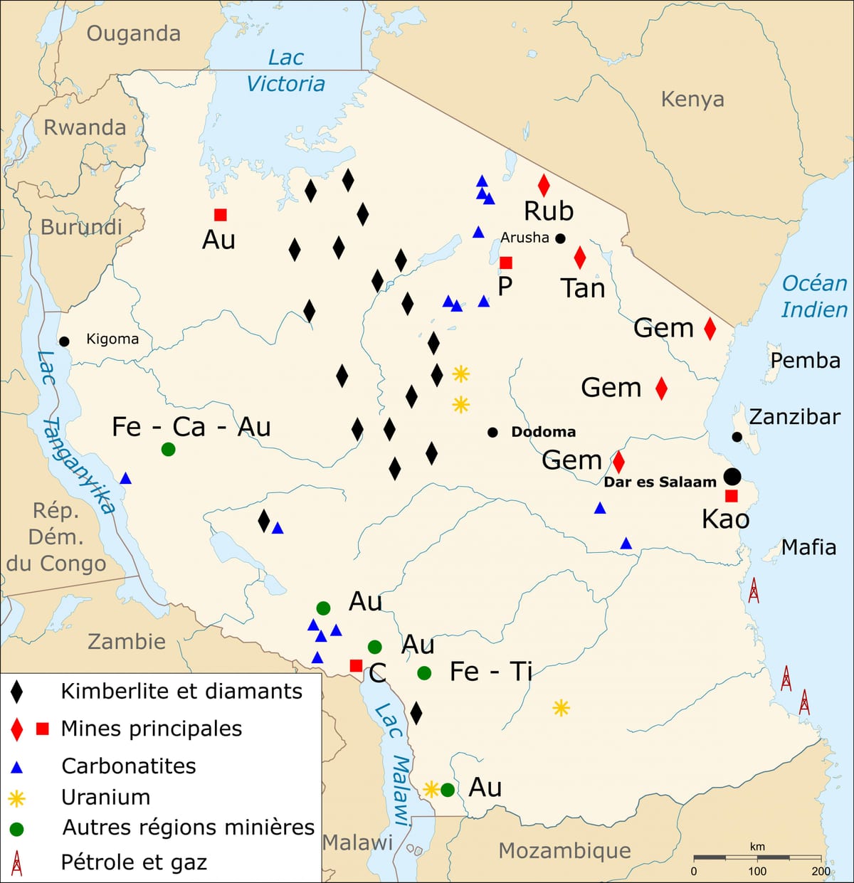 Bản đồ của tanzania tài nguyên thiên nhiên