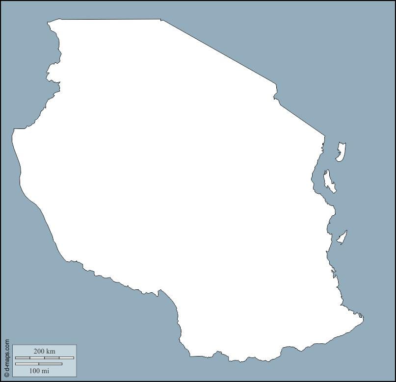 Bản đồ của tanzania phác thảo