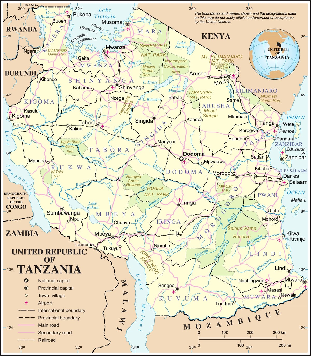 Bản đồ của tanzania sông