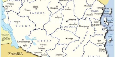 Tanzania hành chính bản đồ