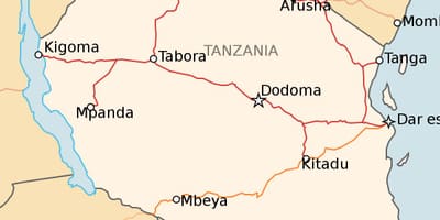 Bản đồ của đường sắt tanzania