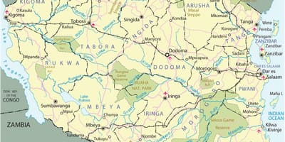 Tanzania du lịch bản đồ