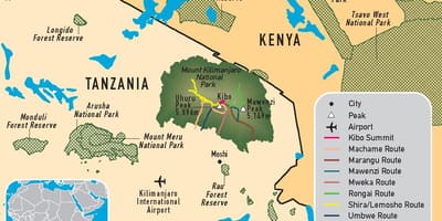 Bản đồ của tanzania kilimanjaro
