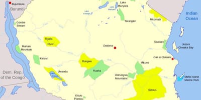 Công viên quốc gia trong tanzania bản đồ