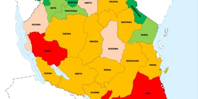 Tanzania mật độ dân bản đồ