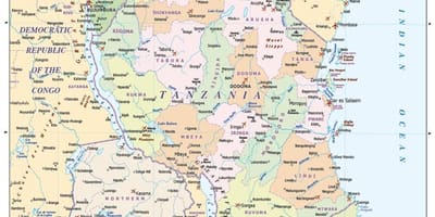 Bản đồ của tanzania và nước xung quanh