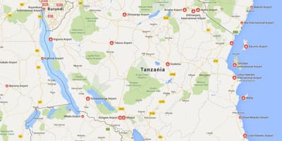 Bản đồ của sân bay tanzania 